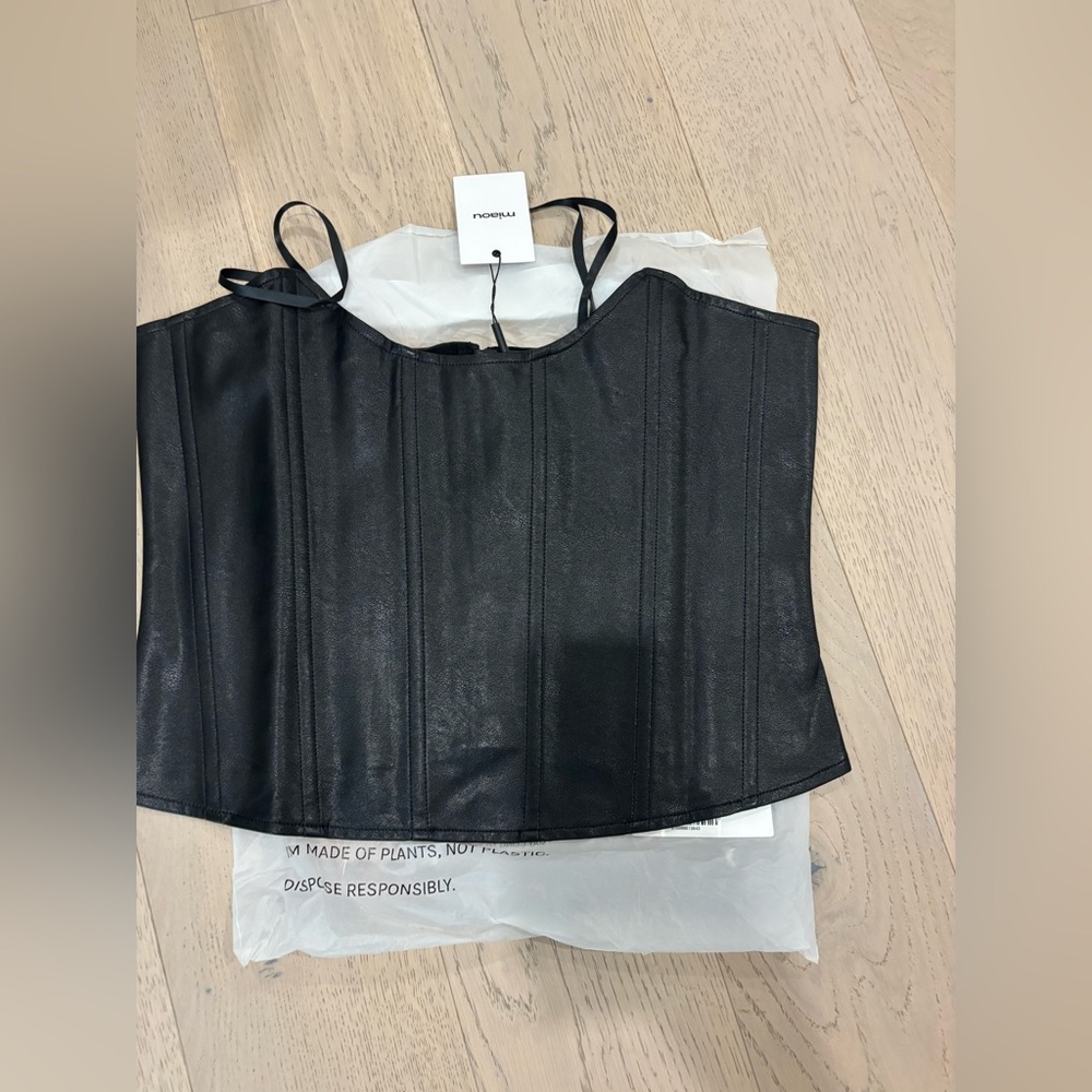 NWT- Miaou Black Faux Leather Corset- XL - Picture 4 of 5